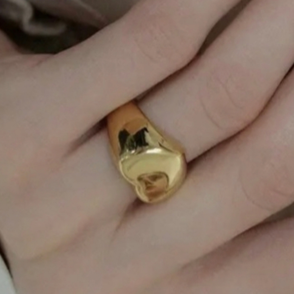 18K YELLOW GOLD OVER STAINLESS STEEL RING - Picture 4 of 7